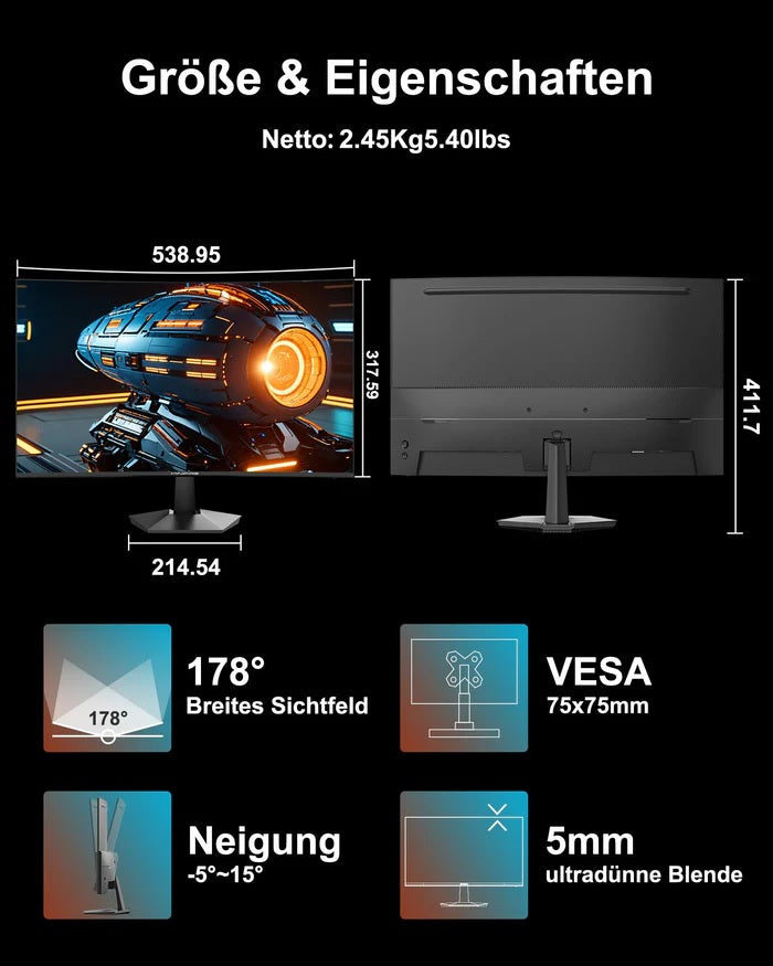MINIFIRE MF24C1 CURVED 24″ MONITOR 100hz FHD with built in speaker
