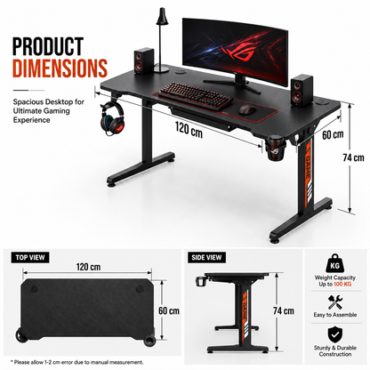 T-1 Gaming Desk 120cm Fixed Height