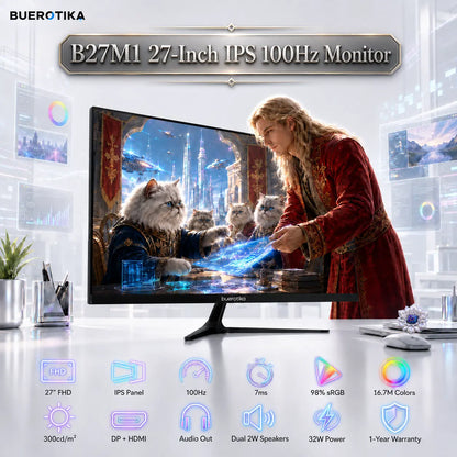 BUEROTIKA B27M1 27Inch Full HD IPS Monitor, 100Hz