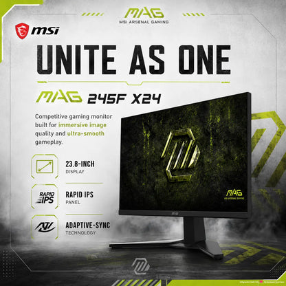 MSI MAG 245F X24 – 24″ FHD 240Hz Rapid IPS Gaming Monitor