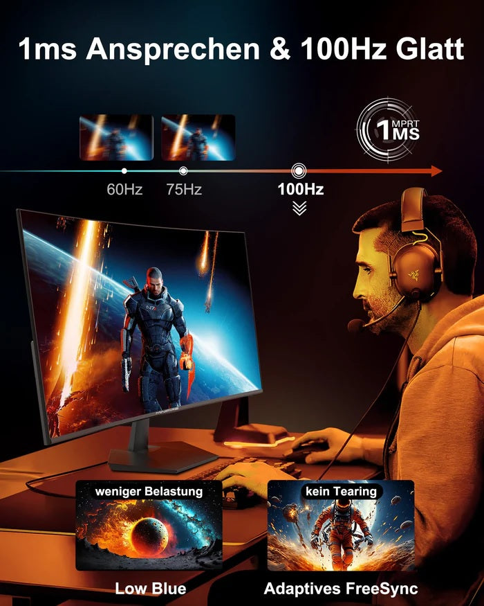 MINIFIRE MF24C1 CURVED 24″ MONITOR 100hz FHD with built in speaker