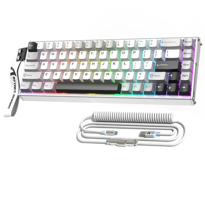 ATTACK SHARK X68MAX HE Keyboard Magnetic Switch with C01Ultra RGB Coiled Cable - Starlight White