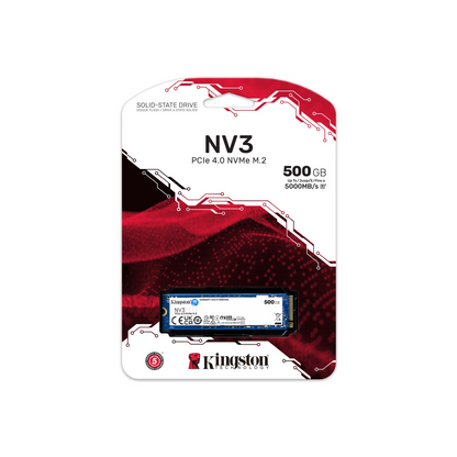 Kingston NV3 500GB M.2 2280 NVMe SSD | PCIe 4.0 Gen 4x4 | Up to 5000 MB/s | SNV3S/500G