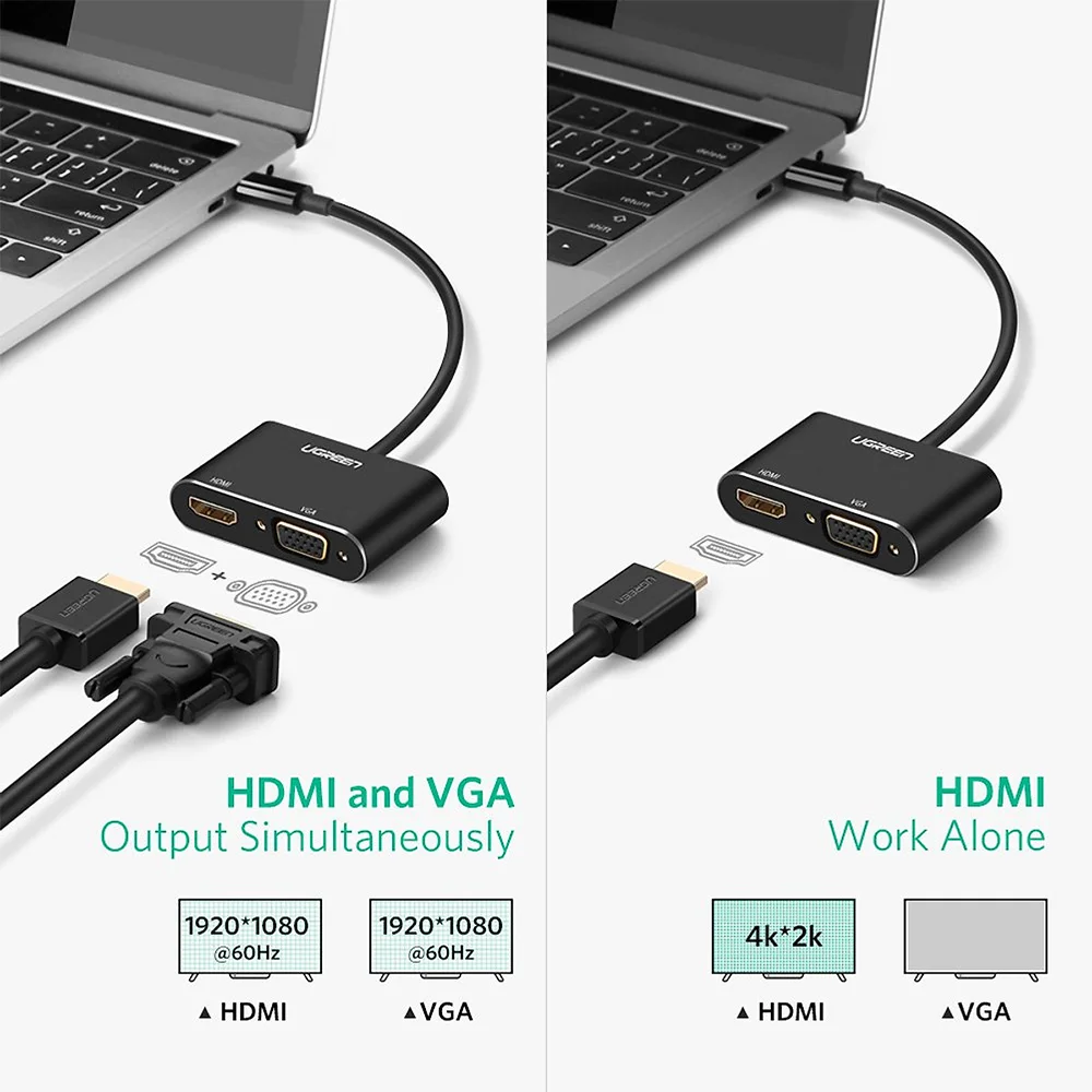 UGREEN USB-C to 4k HDMI + VGA Converter | 30843
