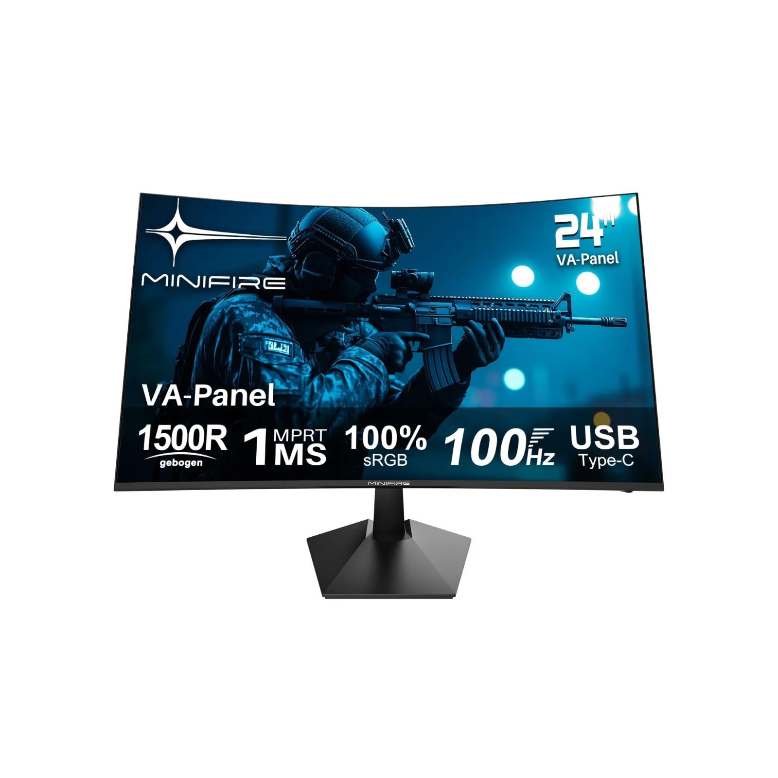 MINIFIRE MF24C1 CURVED 24″ MONITOR 100hz FHD with built in speaker