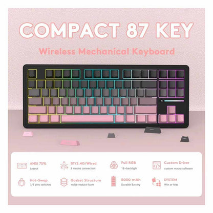 Attack Shark M87 PRO V2 RGB Tri-mode RGB Keyboard – Blackberry White Jade Switch