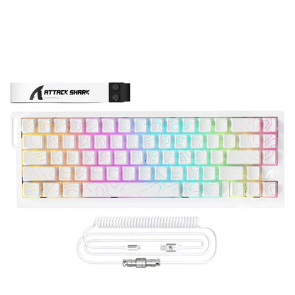 ATTACK SHARK X68MAX CNC Aluminum Keyboard magnetic Switch with C01Ultra RGB Coiled Cable - White Contour