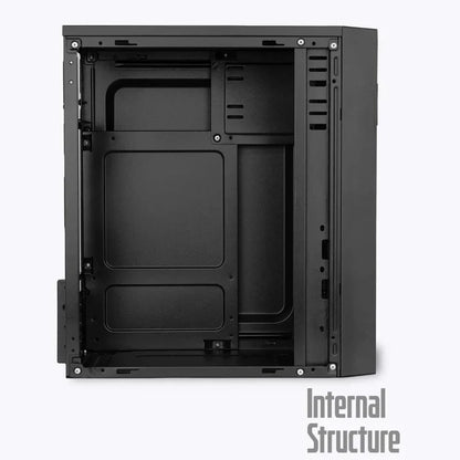 Infopower PC Case With 450W PSU, USB 1.1 x2, HD Audio, Supports Mini ITX & Micro ATX, Hybrid HDD/SSD Slot, 4 PCI Slots, Optional Fan Mounts – Black