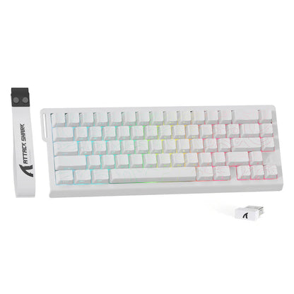 Attack Shark X68 Pro HE Mechanical Keyboard – 68 Keys, Magnetic Switches, Tri-Mode, Rapid Trigger 0.01mm, 8K Polling, Hot-Swap, RGB Backlight, 5000mAh| White
