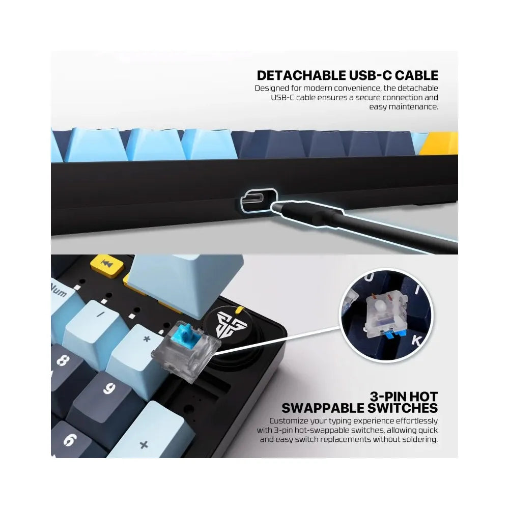 Fantech MIZU Edition MK893S – ATOM107S, Wired Mechanical Keyboard  Navy Blue