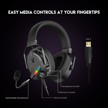 Fantech HG26 ALTO, USB 7.1 Virtual surround sound Gaming Headset With RGB lighting, Detachable Microphone, Crystal-clear & Powerful Sound