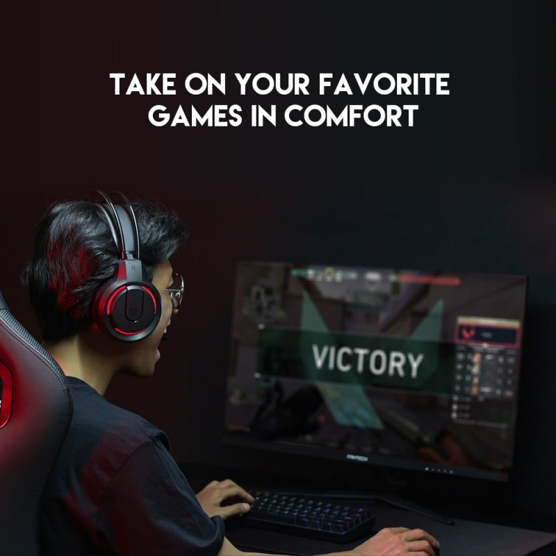 Fantech HQ53 FLASH Gaming Headset with LED Red Illumination and Crystal Clear Audio | BLACK