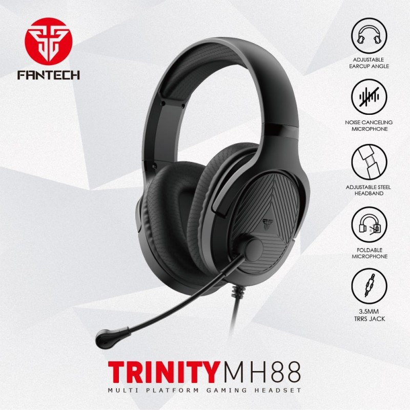 Fantech MH88 TRINITY GamingHeadset, Comfortable Fit, Multiplatform Compatibility | BLACK