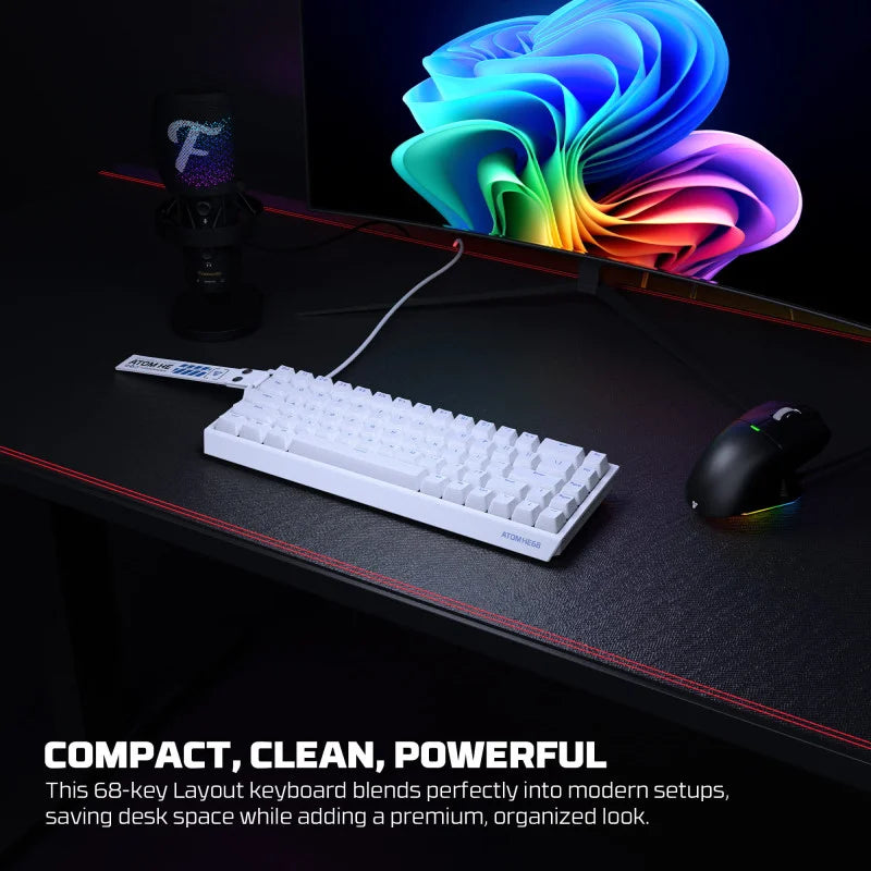 FANTECH ATOM HE68 MK811, High‑Precision Magnetic‑Switch Mechanical Keyboard - White