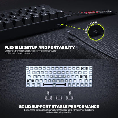 FANTECH ATOM HE68 MK811, High‑Precision Magnetic‑Switch Mechanical Keyboard - Black