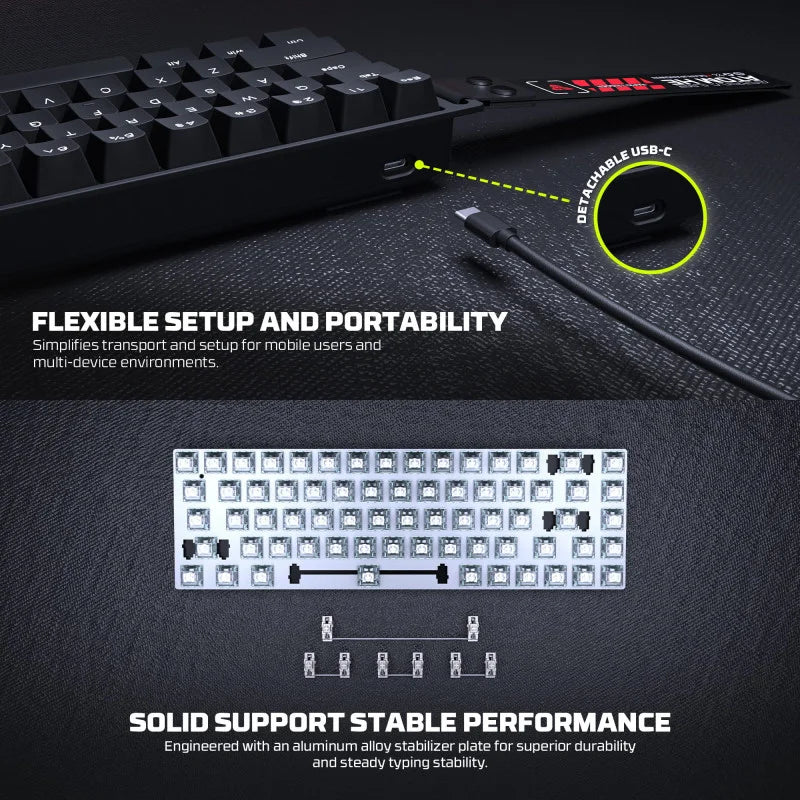 FANTECH ATOM HE68 MK811, High‑Precision Magnetic‑Switch Mechanical Keyboard - Black