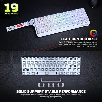 FANTECH ATOM Pro HE68 MK922, High Precision Magnetic Switch Keyboard - White