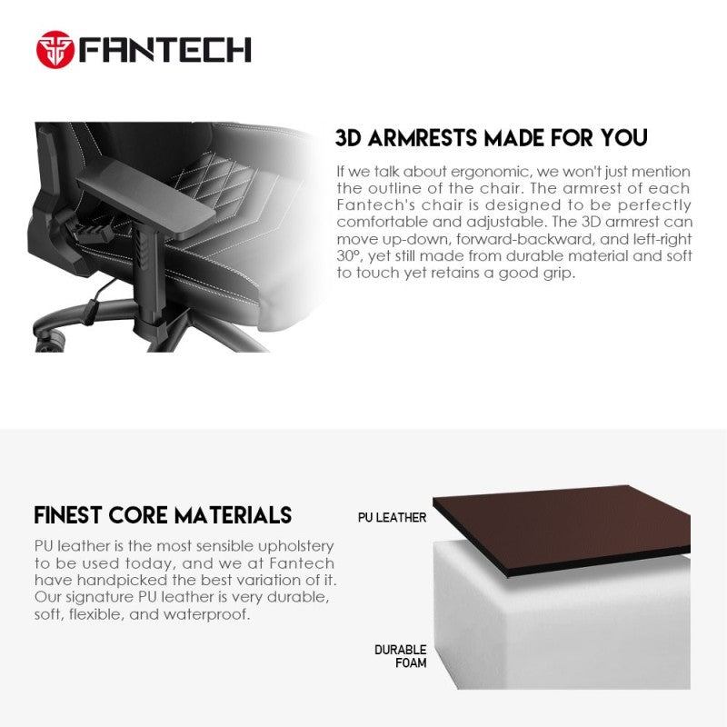 FANTECH GC192 Ledare Gaming Chair - GREY