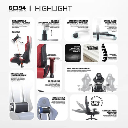 FANTECH GC194 Ergonomic Gaming Chair -  BLUE