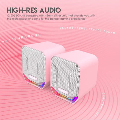 Fantech GS202 SONAR: USB Powered Gaming & Music Speaker with RGB Lighting - Pink Sakura