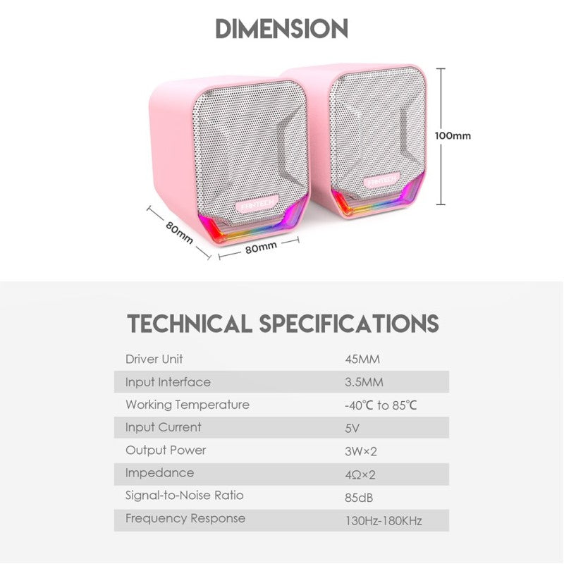 Fantech GS202 SONAR: USB Powered Gaming & Music Speaker with RGB Lighting - Pink Sakura