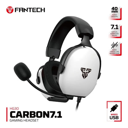 Fantech HG30 CARBON USB 7.1 Virtual surround sound Gaming Headset - WHITE