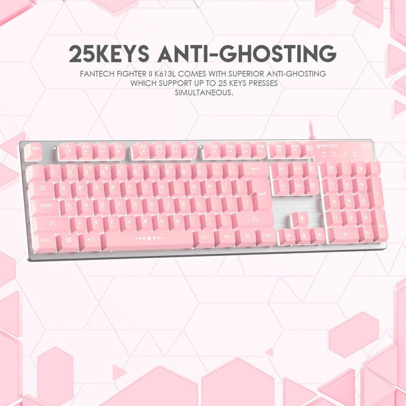 Fantech K613L FIGHTER II, Mechanical  Wired Gaming Keyboard | PINK
