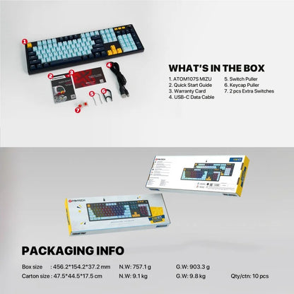 Fantech MIZU Edition MK893S - ATOM107S, Wired Mechanical Keyboard Sky  Blue