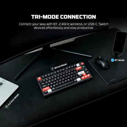 FANTECH MK917 ATOM PRO79, 3 Modes: Bluetooth, Wireless & Wired, Built-in Battery, Mechanical Gaming Keyboard - WHITE