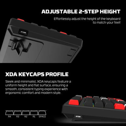 FANTECH MK917 ATOM PRO79, 3 Modes: Bluetooth, Wireless & Wired, Built-in Battery, Mechanical Gaming Keyboard - WHITE