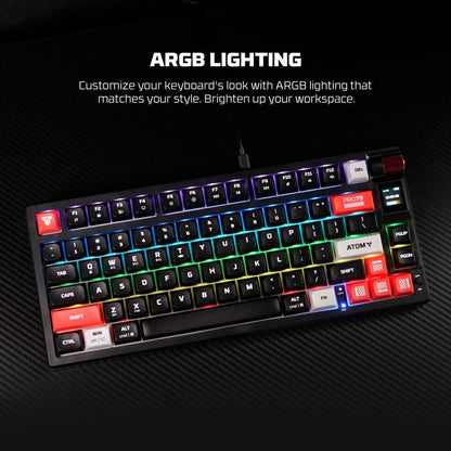 FANTECH MK917 ATOM PRO79, 3
Modes: Bluetooth, Wireless & Wired, Built-in Battery, Mechanical Gaming Keyboard