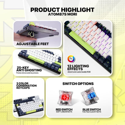 Fantech MORI Edition MK877S - ATOM87S, Wired Mechanical Keyboard Blue