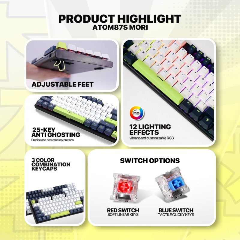 Fantech MORI Edition MK877S - ATOM87S, Wired Mechanical Keyboard Blue
