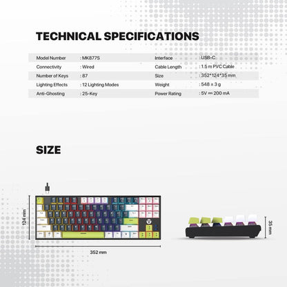 Fantech MORI Edition MK877S - ATOM87S, Wired Mechanical Keyboard Blue