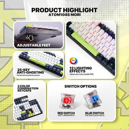 Fantech MORI Edition MK878S - ATOM104S, Wired Mechanical Keyboard BLUE