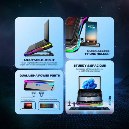 FANTECH NC22 Premium Laptop Cooling Pad,Extra-Large Fan for Superior Cooling , Vibrant RGB Lighting