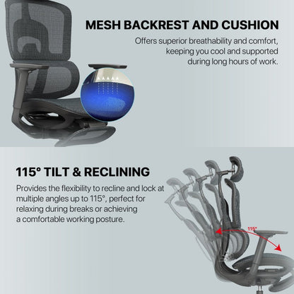 FANTECH OC3 Ergonomic Office Chair -BLACK