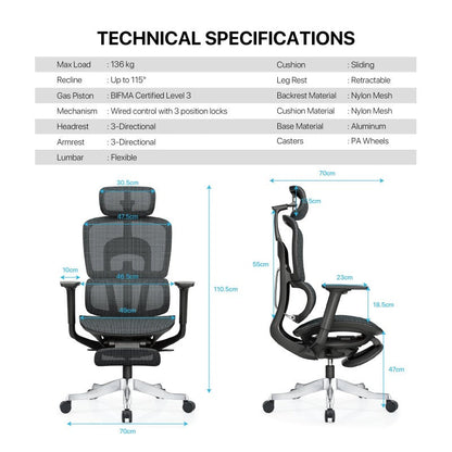 FANTECH OC3 Ergonomic Office Chair -BLACK