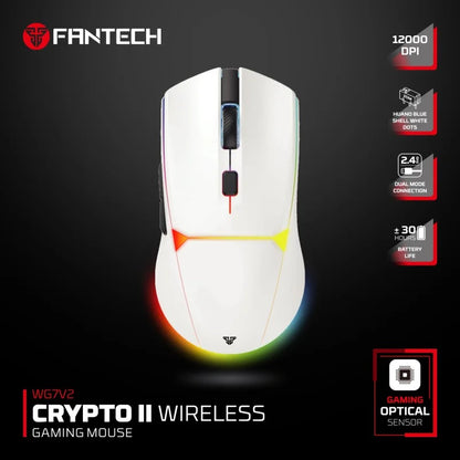 FANTECH WG7V2 CRYPTO II, 12000DPI Dual Mode Wired & Wireless Gaming Mouse with Built-in Battery