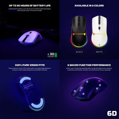 FANTECH WG7V2 CRYPTO II, 12000DPI Dual Mode Wired & Wireless Gaming Mouse with Built-in Battery