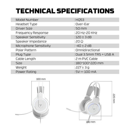 Fantech HQ53 FLASH Gaming Headset White