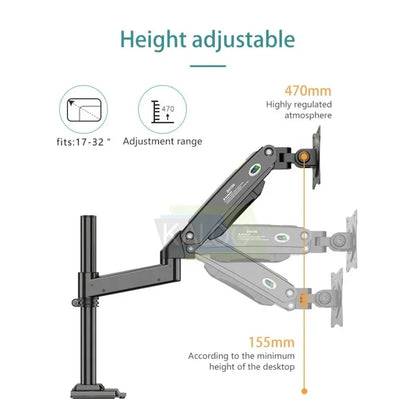 KALOC KLC-DH100/B Single Monitor Arm for Easy Adjustment, for Screens 17 to 33 Inches