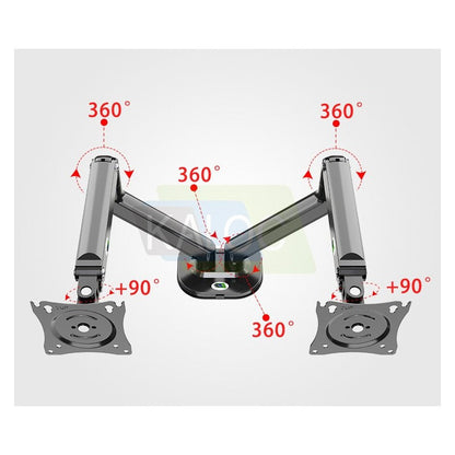 Kaloc DS2002B Adjustable Dual Monitor Arm with Internal Gas Spring technology for Easy Adjustment, for Screens 15 to 32 Inches