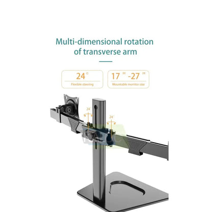 KALOC KLC-DZ220/T Adjustable Horizontal Dual Monitor Arm, for Screens 17 to 27 Inches
