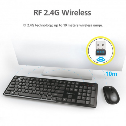 Micropack Ifree Pro Elegant Wireless Combo Keyboard & Mouse, Black, English | KM-236W