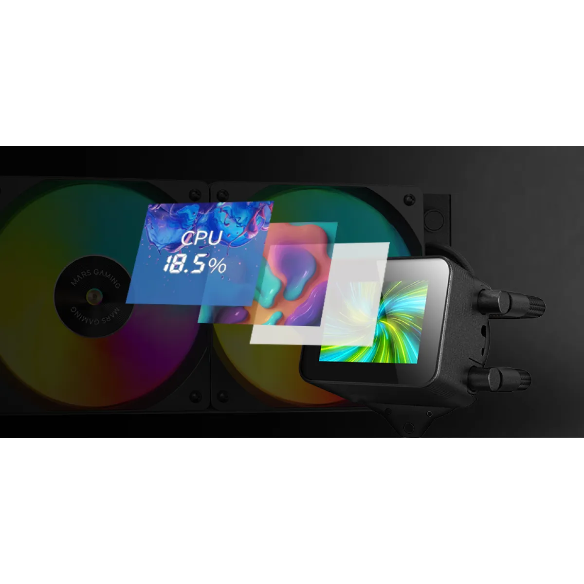 Mars Gaming (ML-Vision360) AlO 600W Liquid Cooling - 4:3 Display - BLACK