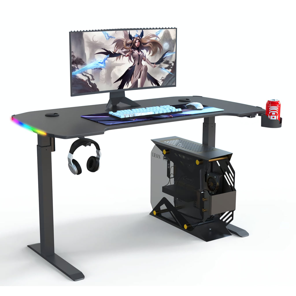 YY Ergonomic Manual Height Adjustable RGB Gaming Sit-Stand Desk