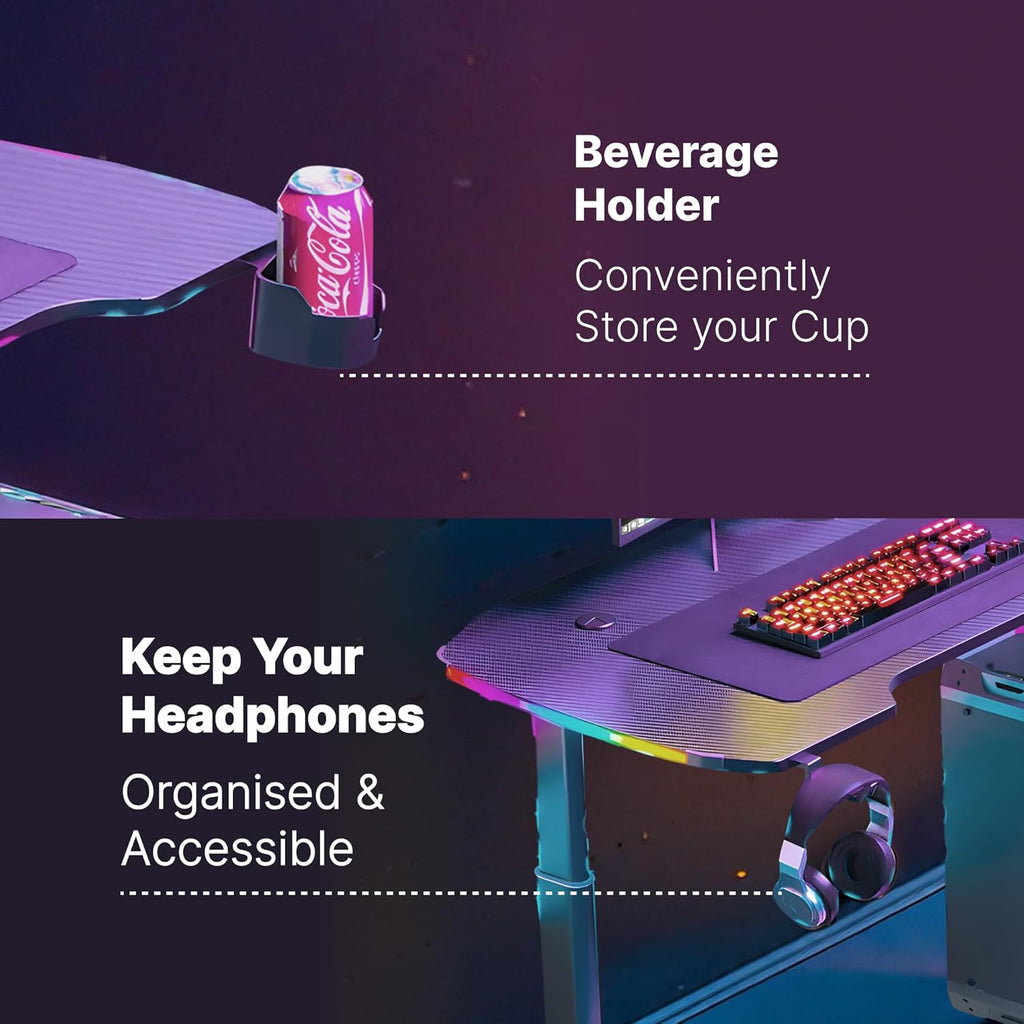 YY Ergonomic Manual Height Adjustable RGB Gaming Sit-Stand Desk