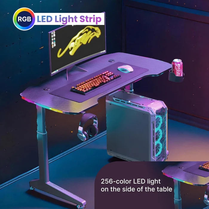 YY Manual Height Adjustable RGB Sit-Stand Gaming Desk 140cm
