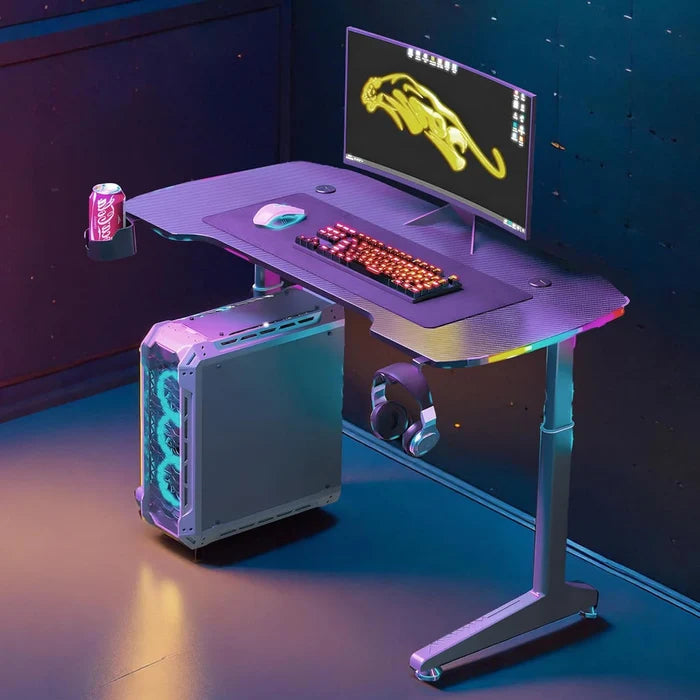 YY Manual Height Adjustable RGB Sit-Stand Gaming Desk 140cm